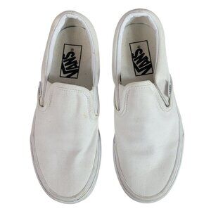 Vans Classic Slip On Loafer Sneakers White Size 6 Womens 4.5 Mens Canvas Skater